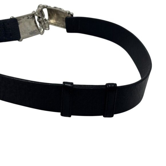 WCM New York Womens size Medium Black Statement belt turquoise cabochon Western - Picture 5 of 9